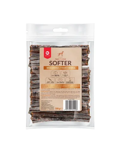 MACED Super Premium Softer economy pack 500 g Recompense caini, cu carne de vita si morcovi
