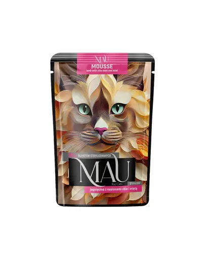 MAU Mousse pisici sterilizate 85 g cu miel, semințe de chia și mentă