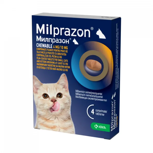 Milprazon chewable 4mg 10mg pisici 2 comprimate