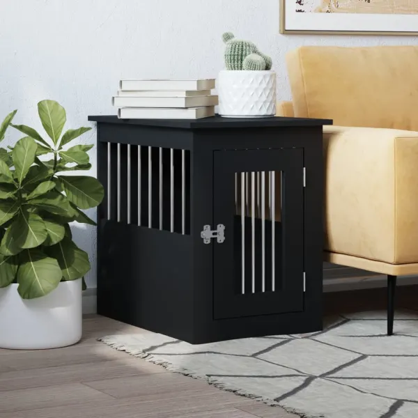 Gossi mobilier tip lada pentru caini negru 45x62x59 cm lemn prelucrat