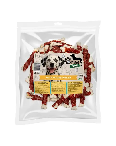 MR. PRETZEL Cuburi cu rață și cod 500 g recompense pentru câini