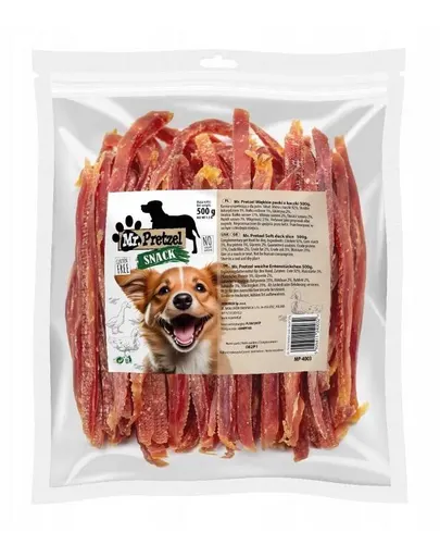 MR. PRETZEL Fâșii moi din rață gustări pentru câini 500 g