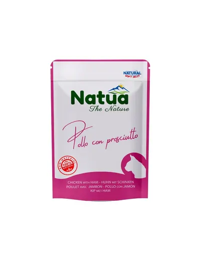 NATUA Natural pui cu șuncă în aspic pentru pisici 70 g