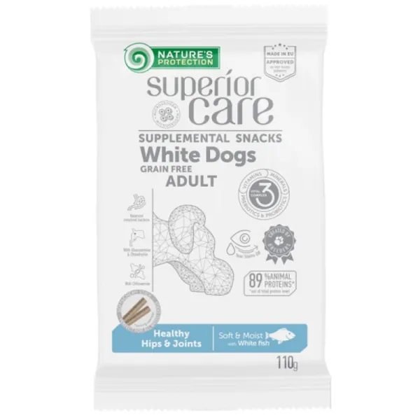 Nature's Protection Superior Care Hips Joints, peste alb, recompense pentru caini adulti, 110 g