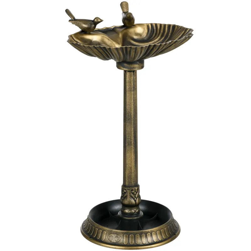 Outsunny Baie pentru păsări de grădină exterior 81 cm cu design în formă de scoică și finisaj patinat, ușoară și rezistentă, bronz | Aosom Romania