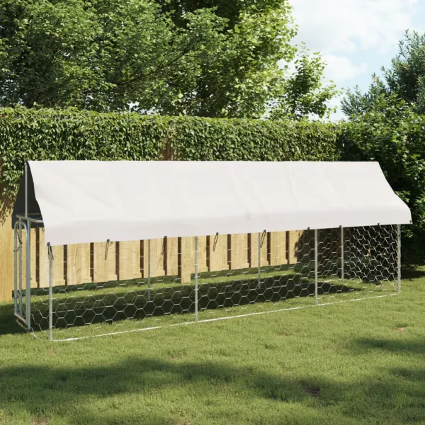 Gossi padoc pentru caini de exterior, cu acoperis, 400x100x150 cm
