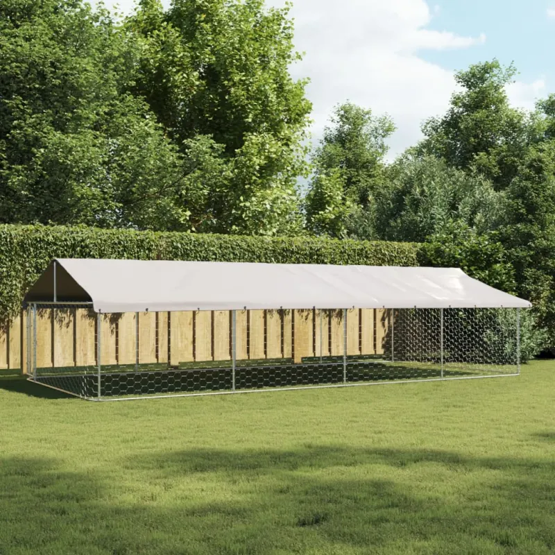Padoc pentru caini de exterior, cu acoperis, 600x300x150 cm