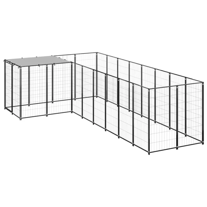 Padoc pentru caini, negru, 6,05 m2, otel