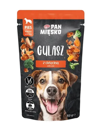 PAN MIĘSKO Gulaș cu curcan și vițel, hrană umedă pentru câini 150 g