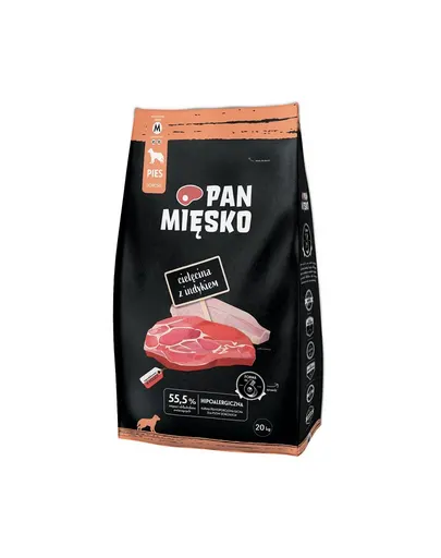 PAN MIĘSKO Hrana pentru caini de talie medie, cu curcan si vitel 2x20kg