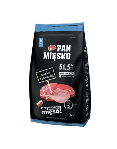 PAN MIĘSKO Vițel cu prepeliță pentru căței, crochete L 20 kg