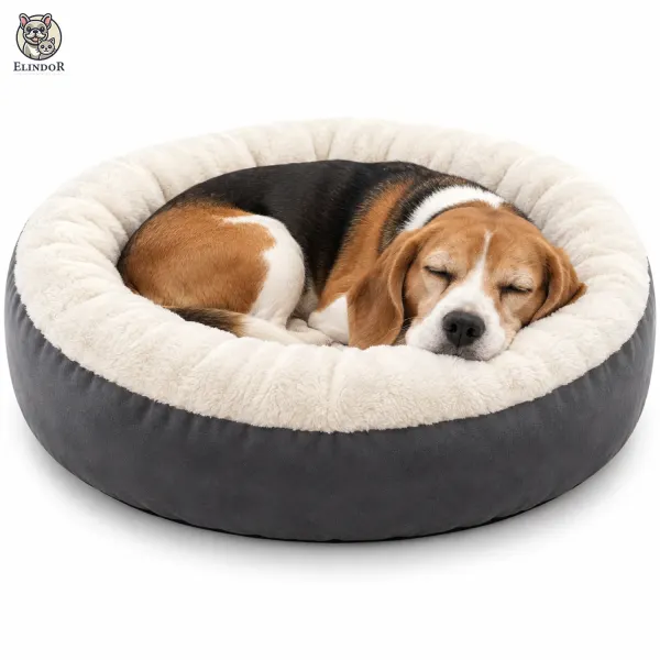 Pat Confortabil pentru Pisici Elindor® Rotund, Culcus Moale Antiderapant, Potrivit pentru Caine si Pisica de Talie Mica si Medie, Ideal in Orice Anotimp, in Casa, Marimea L, 80 x 80 cm, Gri Inchis - Default Title