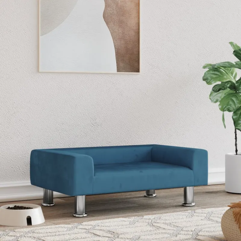 Pat de caini, albastru, 70x45x26,5 cm, catifea