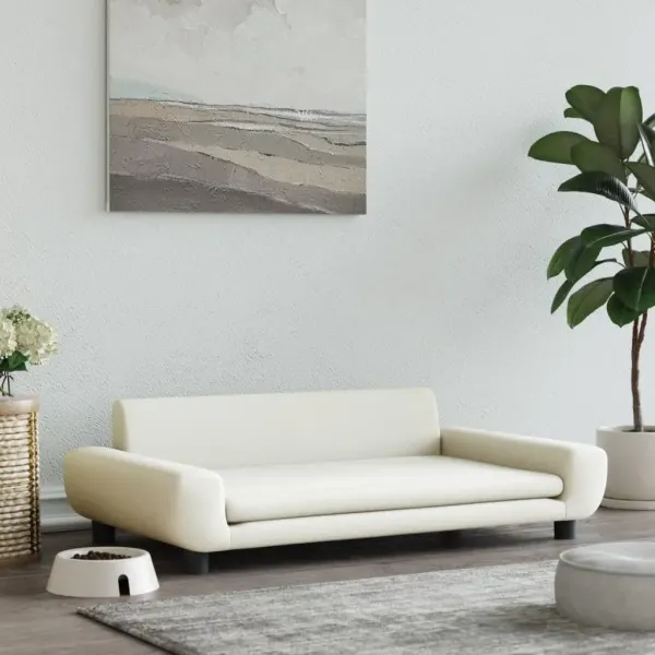 Pat de caini, crem, 100x54x33 cm, catifea