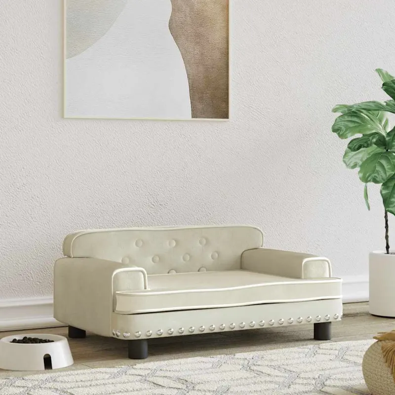 Pat de caini, crem, 70x45x30 cm, catifea