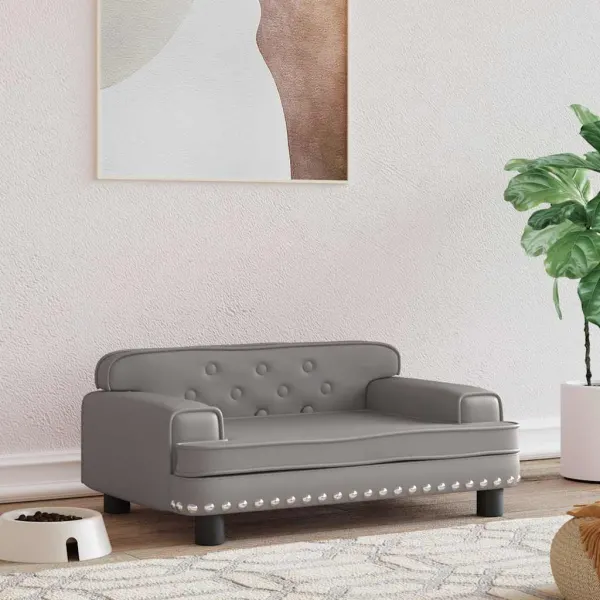 Gossi pat de caini, gri, 70x45x30 cm, piele ecologica