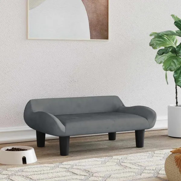 Gossi pat de caini, gri inchis, 70x40x24 cm, catifea