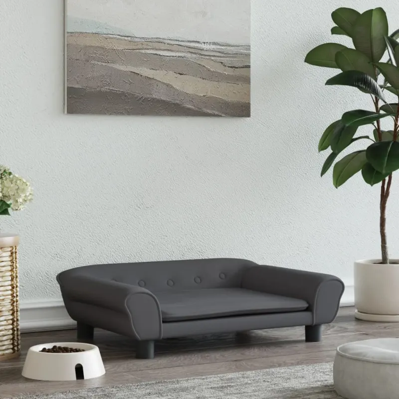 Pat de caini, gri inchis, 70x48x22 cm, catifea