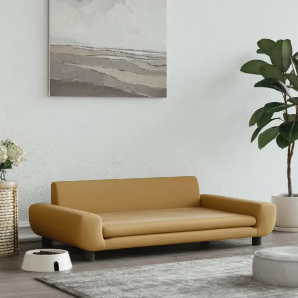 Pat de caini, maro, 100x54x33 cm, catifea