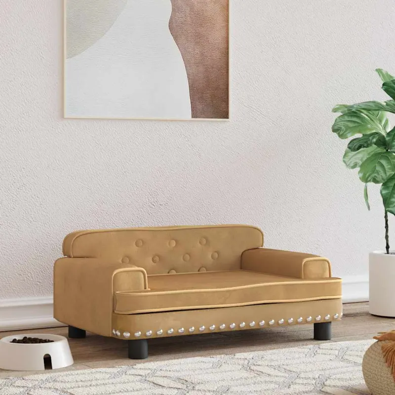 Pat de caini, maro, 70x45x30 cm, catifea