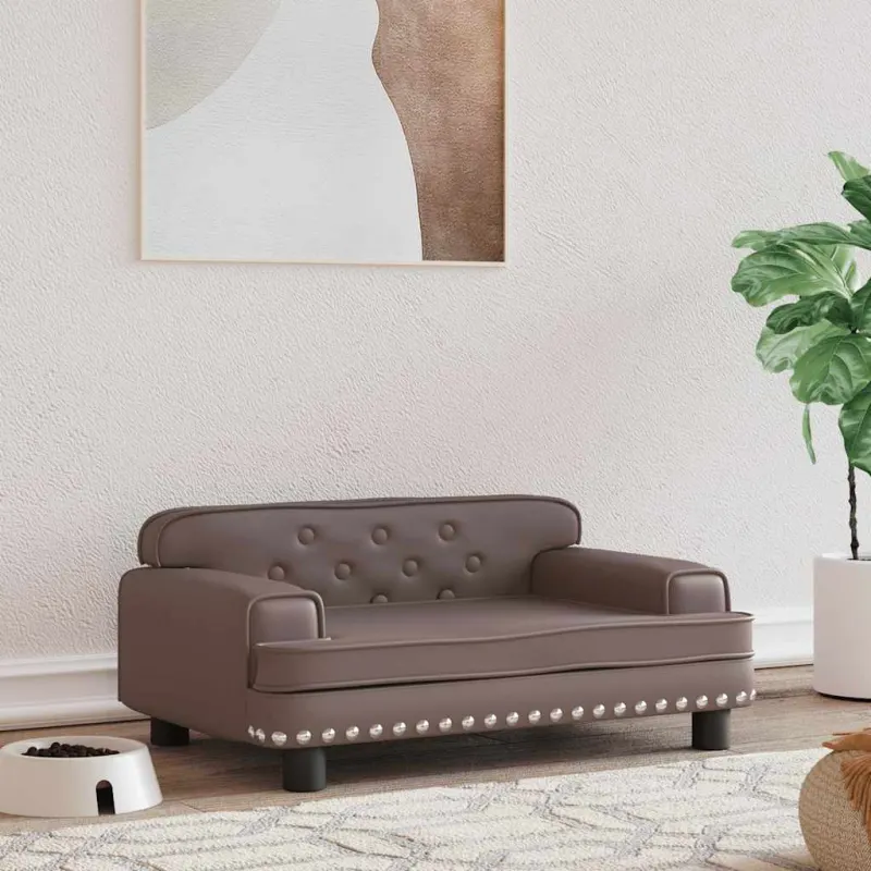 Pat de caini, maro, 70x45x30 cm, piele ecologica