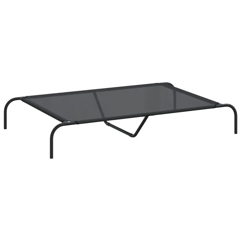 Pat inaltat pentru caini negru 130x80x20 cm textilena si otel