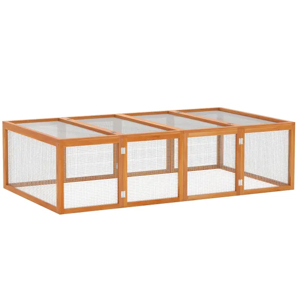 PawHut Clapier cușcă pentru iepuri exterior interior 2 uși superioare 181L x 100l x 48H cm lemn masiv pin | Aosom Romania