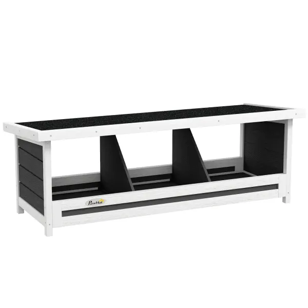 PawHut Cuibar pentru găini cu 3 compartimente, cu bază înălțată și acoperiș, din lemn și bitum, 95x37x34 cm, gri | Aosom Romania