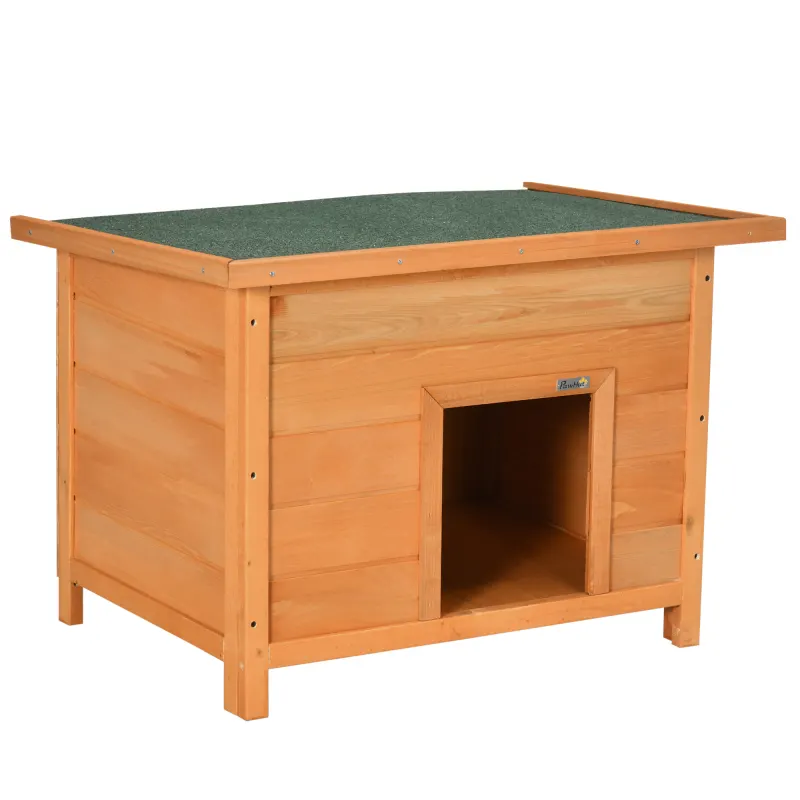 PawHut Cușcă pentru Câini Impermeabilă pentru Extern din Lemn de Brad, 82x58x58cm | Aosom Romania
