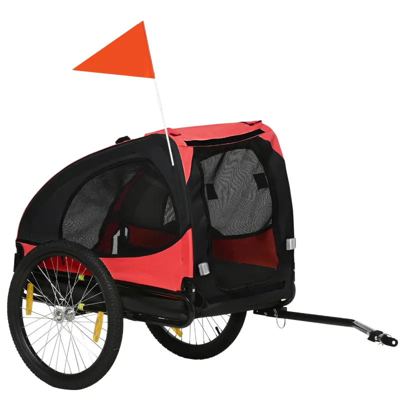 PawHut Remorcă pentru câini, remorcă pliabilă pentru biciclete, rezistentă la apă, textil Oxford, metal, 140 x 71 x 83 cm, Roșu | Aosom Romania