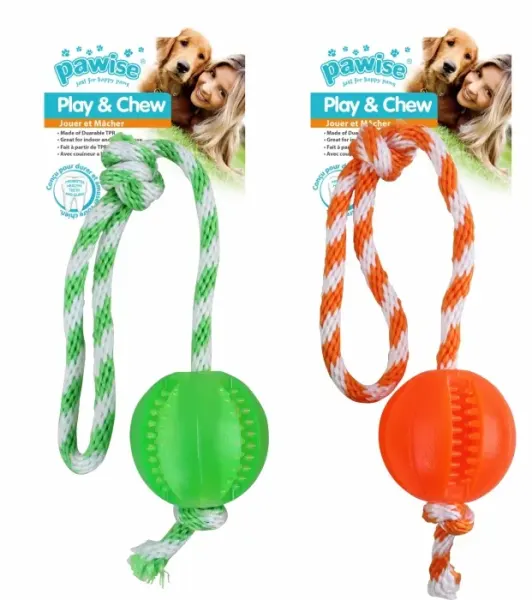Pawise Jucarie Tip Minge de Termoplastic cu Sfoara pentru Caini, 40 cm