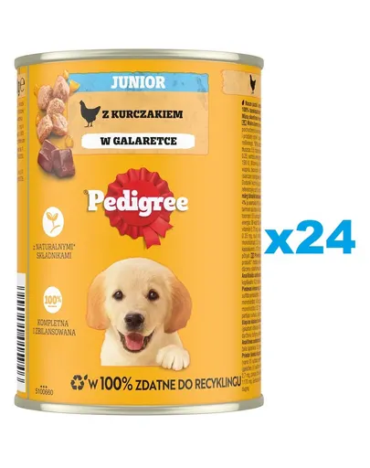 PEDIGREE Junior 24x400g set conserve catei, cu pui in aspic