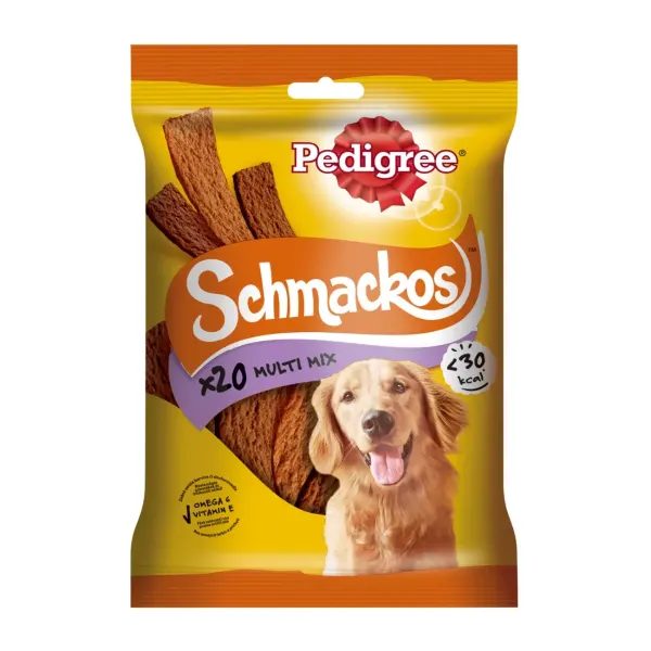 PEDIGREE Schmackos Multi Mix, recompense câini, benzi moi, carne, 20buc