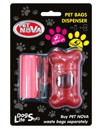 PET NOVA Dispenser + rola pungi excremente 20 buc, rosu