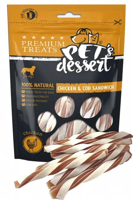Pet's Dessert Dog Chicken & Cod Sandwich, 80 g