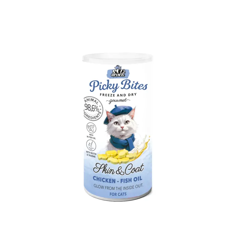 Pet, s Dessert Recompense Picky Bites Skin and Coat cu Pui si Ulei de Peste