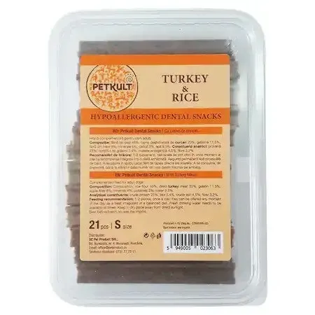 Petkult Hypoallergenic Dental Snacks, Curcan si Orez, 21 buc
