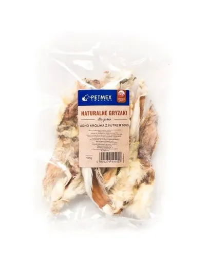 PETMEX Recompensa dentara caini urechi iepure cu blana 100 g