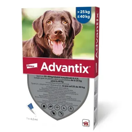 Pipeta antiparazitara Advantix pentru caini 25kg - 40 kg ( 1 pipeta )