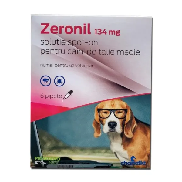 Pipete antiparazitare caini, Zeronil, 134 mg  10 - 20 kg 6 pipete
