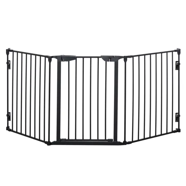 Poarta pliabila caini talie mica/medie, 3 panouri, metal/plastic, 180x3x74.5cm, Negru - Verificat A · Re-Bloom