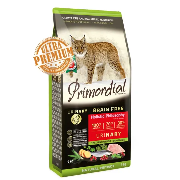 Primordial Grain-Free Holistic Cat Adult Urinary Curcan si Hering, 2 kg