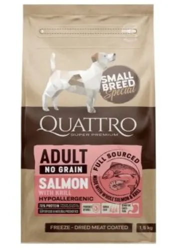 Quattro Dog Small Breed No Grain Adult Somon/Krill 7 kg