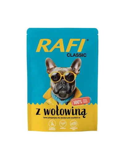 RAFI Classic hrana umeda cu vita pentru caini 400g