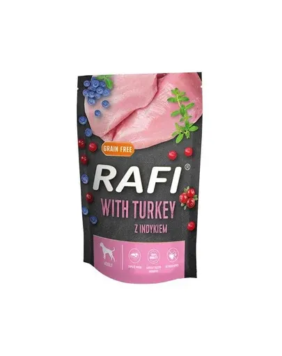 RAFI hrana umeda din curcan, afine, merisor pentru caini 500 g