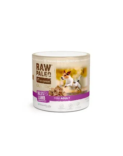 RAW PALEO Olympic Lamb Mini recompensă hipoalergenică de antrenament pentru câini mici, cu miel 90 g