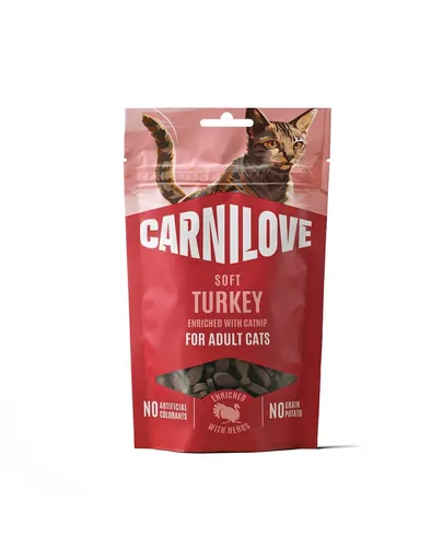 Recompense moi pentru pisici CARNILOVE Soft Snack cu curcan și iarbă-mâței 50 g