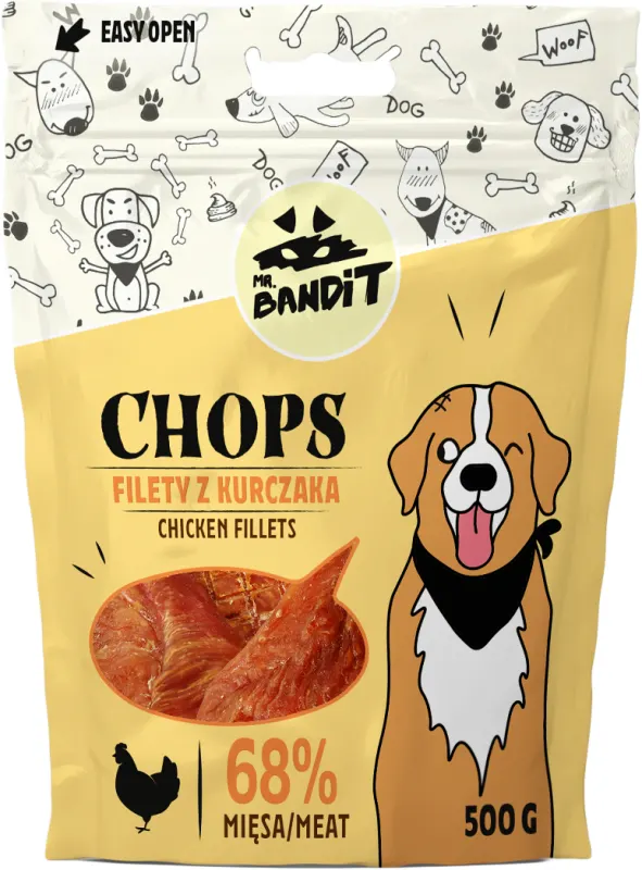 Recompense pentru caini Mr. Bandit CHOPS, pui, 500g