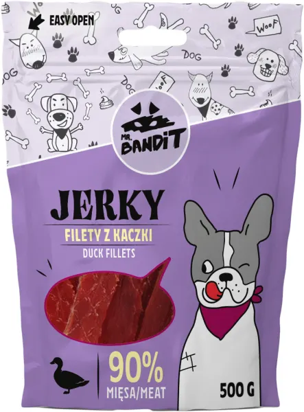 Recompense pentru caini Mr. Bandit JERKY, rata, 500g