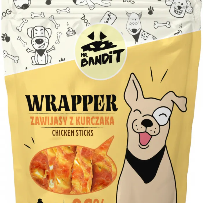 Recompense pentru caini Mr. Bandit WRAPPER, sticks, Pui, 500 g